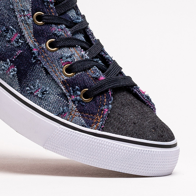 Navy blue women's fabric ankle sneakers Denario - Footwear