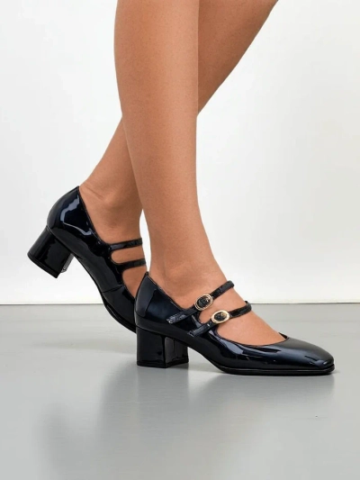 Royalfashion Лакированные женские туфли на толстом каблуке с ремешками Weyy
