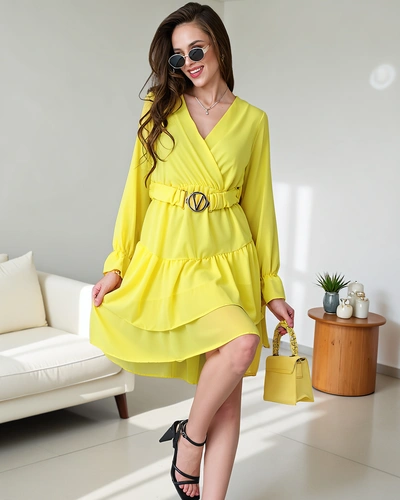 Мини-платье Royalfashion с рюшами и запахом