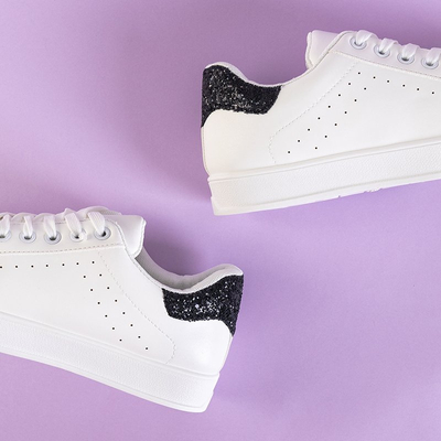 Women's white sports sneakers with a black inset Brasqe - Footwear