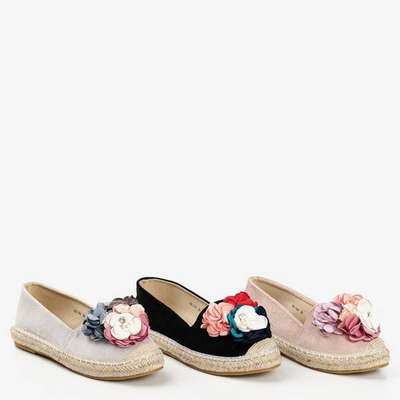 OUTLET Szare espadryle z kwiatkami Fandi - Obuwie