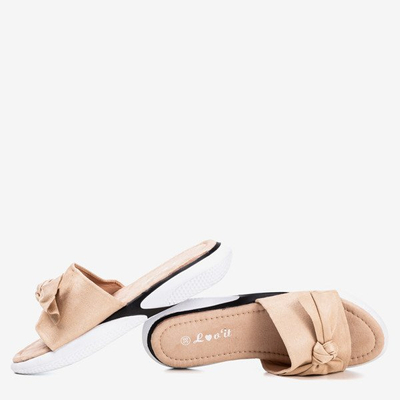 Beige flip-flops with a bow Semuala - Footwear 1