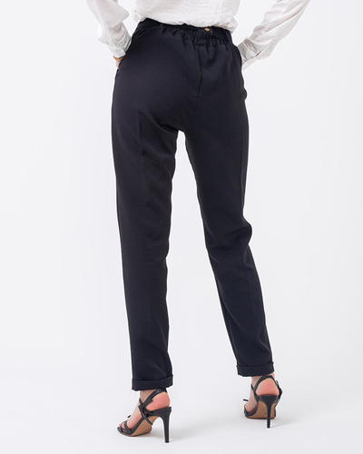 Black fabric pants for women with belt - Clothing