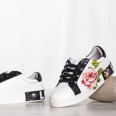 White sports shoes with Keisha decorations - Footwear