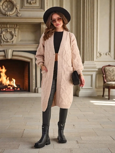 Royalfashion Knitted women's poncho sweater