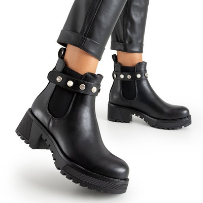 Black boots with decorations Kalkar - Footwear