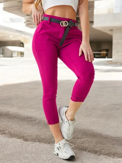 Royalfashion Sieviešu viskozes šaurās bikses ar jostu