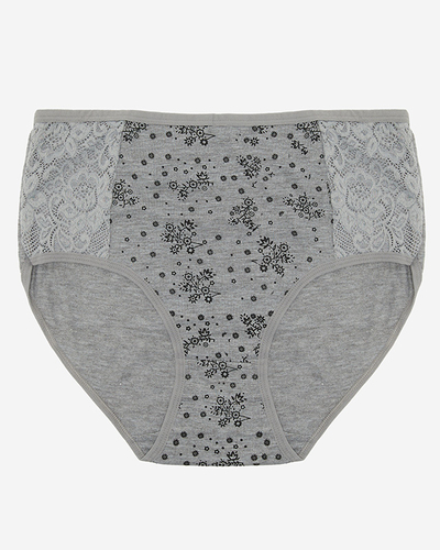 Gray women's cotton panties with the PLUS SIZE print - Underwear