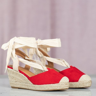 Red espadrilles on a wedge with Margaretta binding - Footwear 1