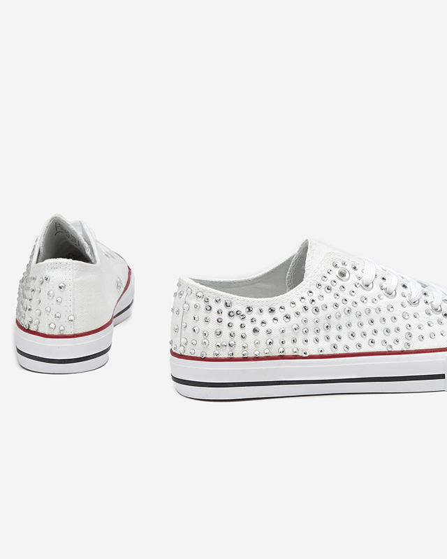 White low sneakers with cubic zirconias Toutu - Footwear