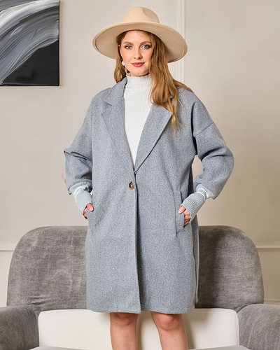Royalfashion Sieviešu žakete līdz ceļgaliem pelēkā krāsā