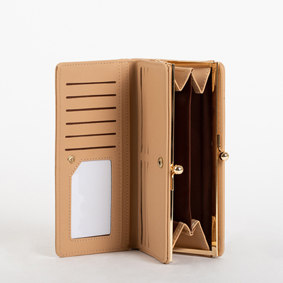 Classic light brown large women's wallet - Accessories