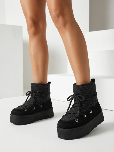 Royalfashion Women's lace-up Filori snow boots