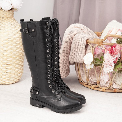 Black boots with flat heels Kanuti - Footwear