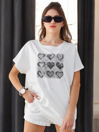 Royalfashion Women's Cotton T-shirt A lot of Hearts