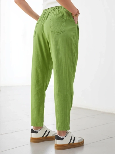 Royalfashion Sieviešu vienkāršās kokvilnas bikses ar jostu viduklī