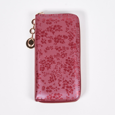 Large maroon patterned wallet made of ecological matte leather - Accessories