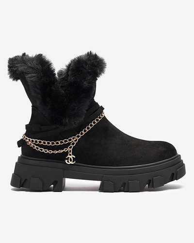 Black women's eco-suede boots with chain Videric - Footwear