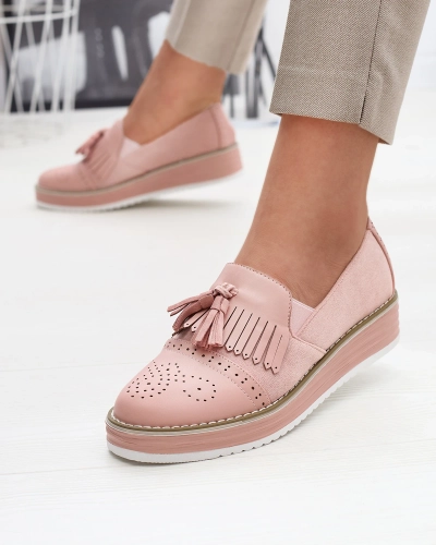 Rozā sieviešu puspapēžu zābaki ar zemu papēdi Veolita- Footwear
