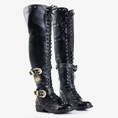 Black boots with gold ornaments Antanasia - Footwear