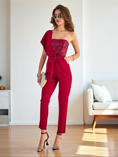 Royalfashion Garais sieviešu jumsuit ar cirkoniem