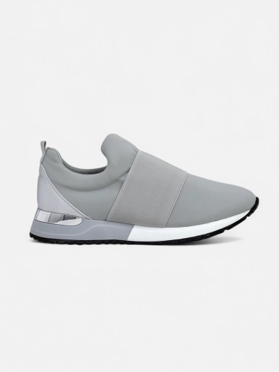 Sneakers da donna Selene Grigio con suola piatta, color grigio tortora, stile alla moda