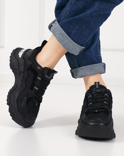 OUTLET Black women's sports shoes sneakers with mesh Dewinso - Footwear