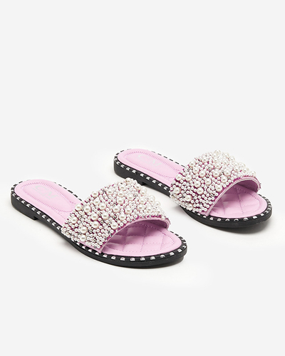 Women's slippers with pearls in purple Loppo - Footwear