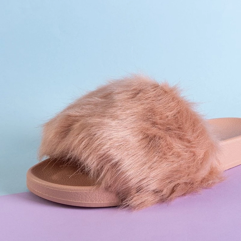 OUTLET Women's powdery slippers with fur Danita - Footwear