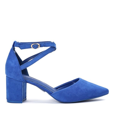 Blue pumps on the low post Blue Rose - Footwear 1