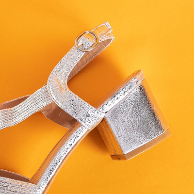 Silver women's sandals on a Madurai post - Footwear