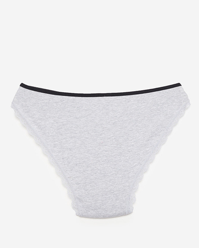 Gray women's panties with lace and stripes - Underwear