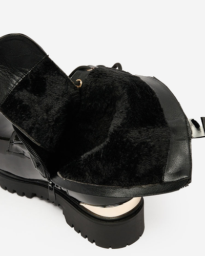 Royalfashion Women's lacquered bagger boots in black Simbeba