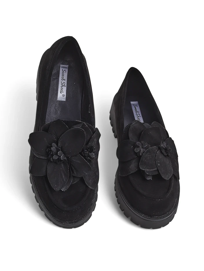 Royalfashion Eco suede women's moccasins with a Floverse flower