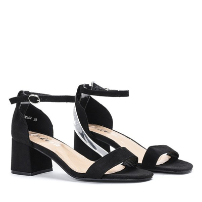 Black sandals on a low post Roxeta - Footwear