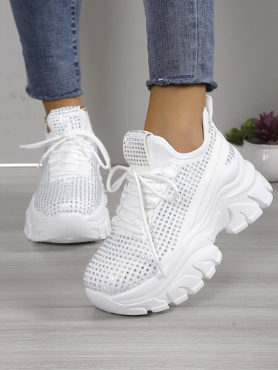 Royalfashion Women's sports sneakers with rhinestones Blysco