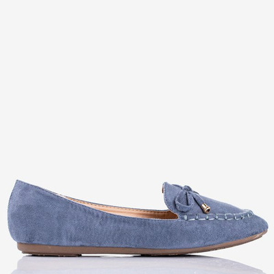 Blue loafers with a bow Petronella - Footwear 1