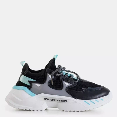 OUTLET Men's black sneakers with mint Gain elements - Footwear
