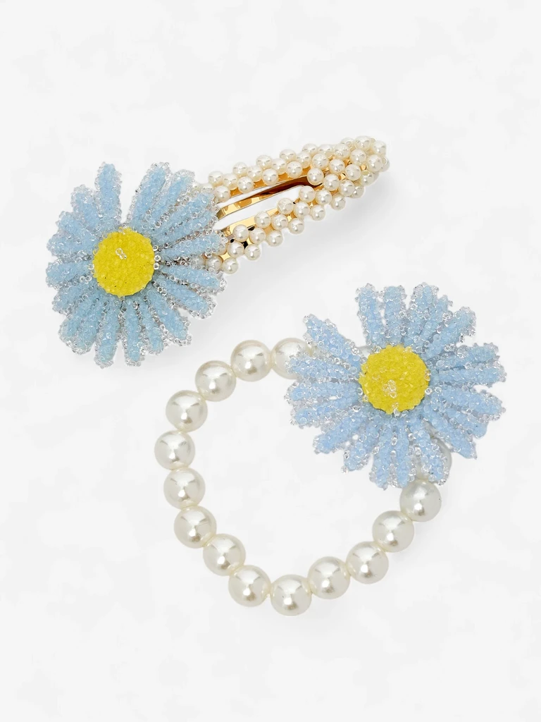 Royalfashion Набор заколок и резинок для волос с цветком Flora Perla