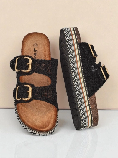 Royalfashion Women's platform sandals with buckles CorkStyle