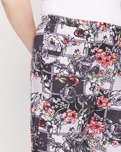 Patterned black and purple women's pants - Clothing