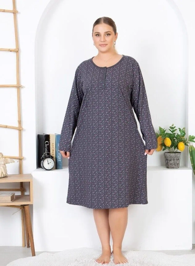 Royalfashion Kokvilnas naktskrekls ar ziediem PLUS SIZE