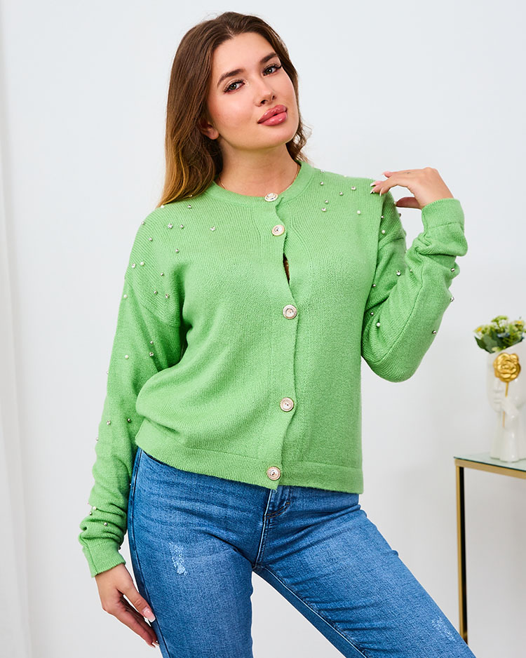 Royalfashion Women's Green Unbuttoned Sweater