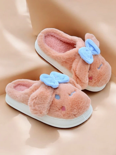 Royalfashion Women's fur slippers with a bow Savos