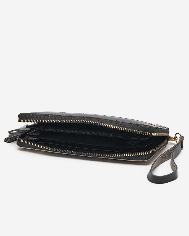 Large black and beige checked wallet for women - Accessories