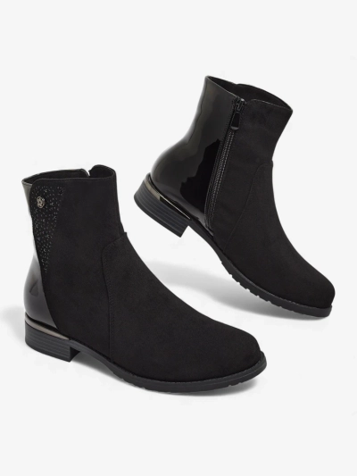 Suede ankle boots made of eco-suede with patent leather inserts Kelmo