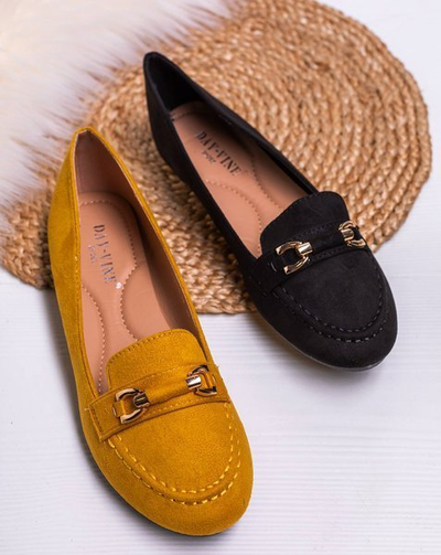Black loafers with a decorative Tessea plate - Footwear