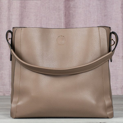 Brown large shoulder bag with studs - Bags