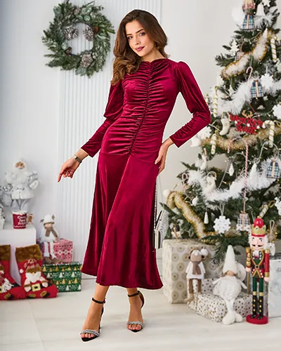 Royalfashion Women's midi dress with ruching