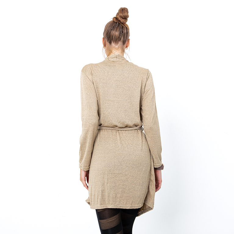 Women's khaki tied cardigan - Clothing